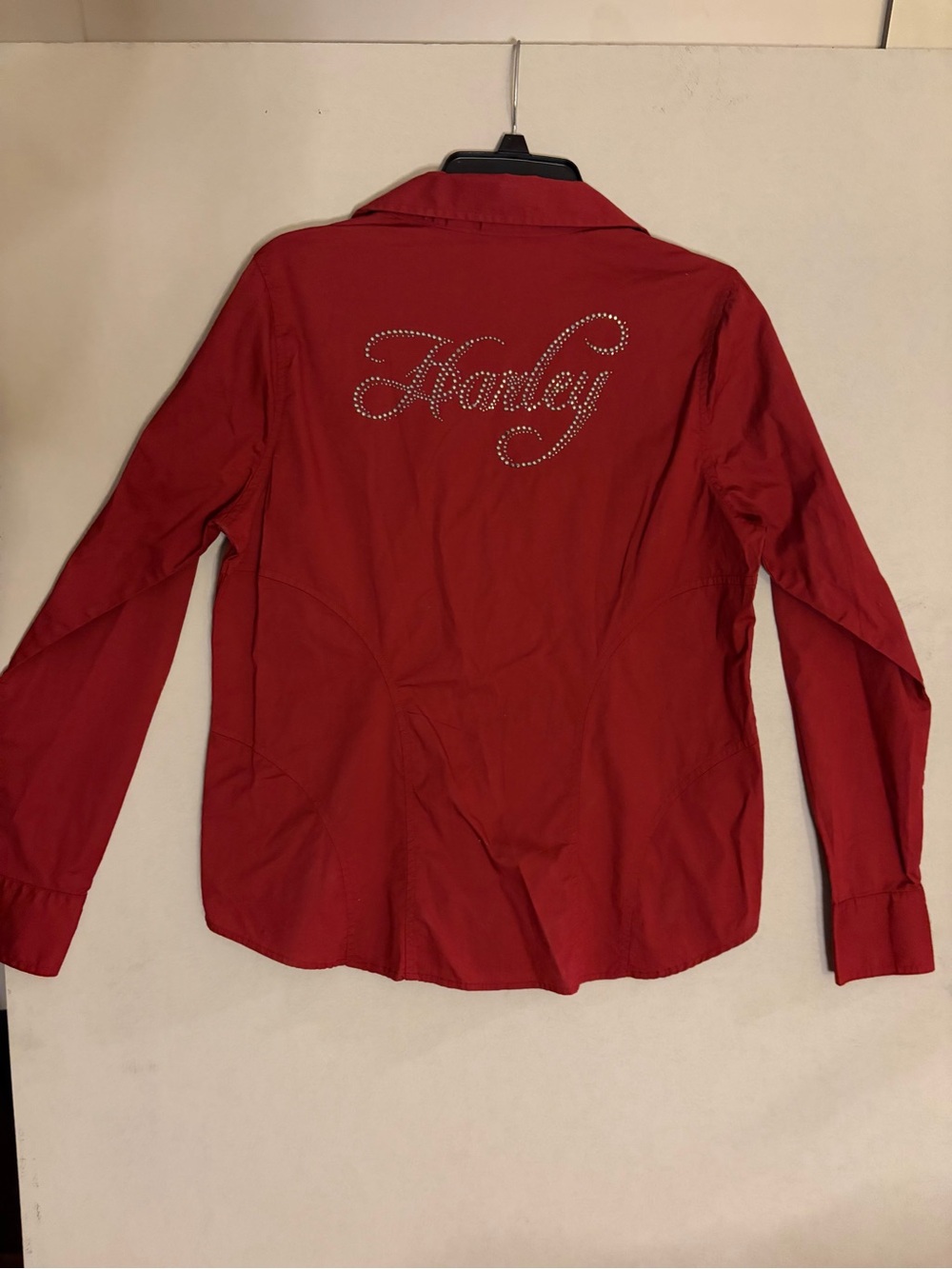 Harley-Davidson Motorcycle Rhinestone-Logo Women’s Zip Up Shirt Large